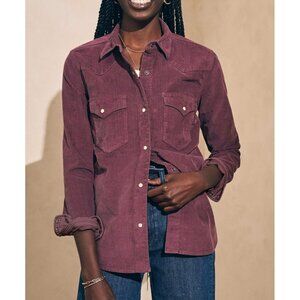 Faherty Women’s Stretch Western Shirt Catawaba Grape Purple Corduroy S NWT